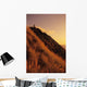 USA, Hawaii, Oahu, Mountain Bbiker at top of hill at sunset Wall Mural