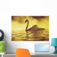 View of single white African Swan in water Wall Mural