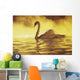View of single white African Swan in water Wall Mural