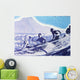 C1940, Outrigger Canoe Surfing Wave With Tourists And Diamond Head Wall Mural
