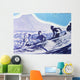 C1940, Outrigger Canoe Surfing Wave With Tourists And Diamond Head Wall Mural