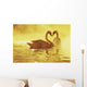 Two African Swans, Heart Shape Wall Mural
