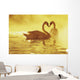Two African Swans, Heart Shape Wall Mural