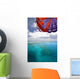 Fiji, Colorful parachute over reef and Pacific Ocean Wall Mural