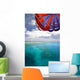 Fiji, Colorful parachute over reef and Pacific Ocean Wall Mural