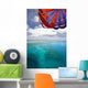 Fiji, Colorful parachute over reef and Pacific Ocean Wall Mural