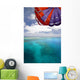 Fiji, Colorful parachute over reef and Pacific Ocean Wall Mural