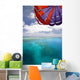 Fiji, Colorful parachute over reef and Pacific Ocean Wall Mural