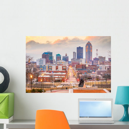 Des Moines Iowa Skyline Morning Wall Decal