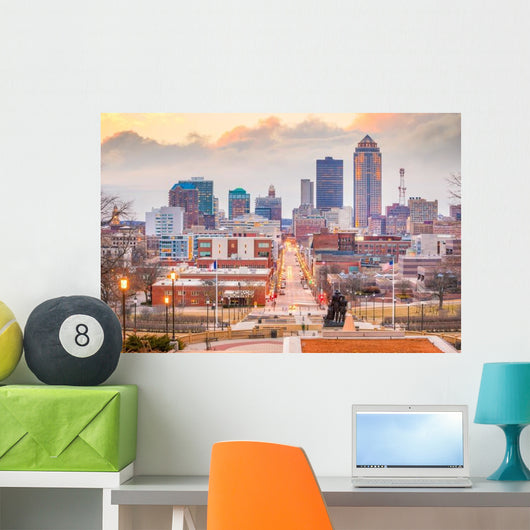 Des Moines Iowa Skyline Morning Wall Decal