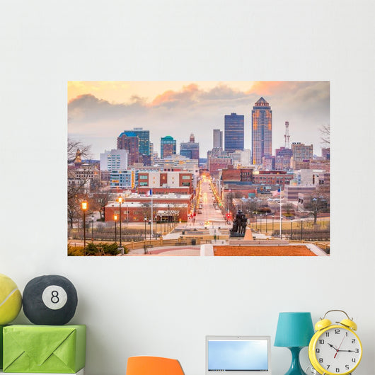 Des Moines Iowa Skyline Morning Wall Decal
