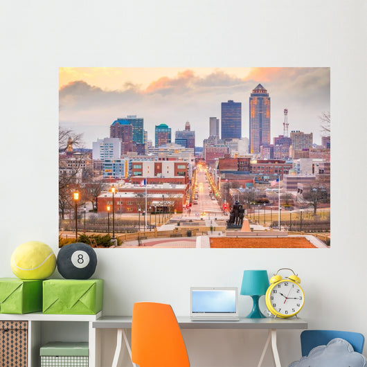 Des Moines Iowa Skyline Morning Wall Decal