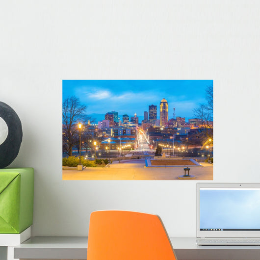 Des Moines Iowa Skyline Street Wall Decal