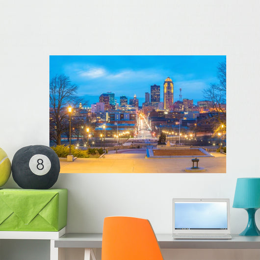 Des Moines Iowa Skyline Street Wall Decal