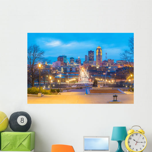 Des Moines Iowa Skyline Street Wall Decal