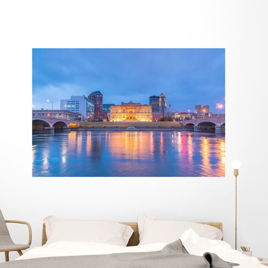 Des Moines Iowa Skyline River Wall Decal