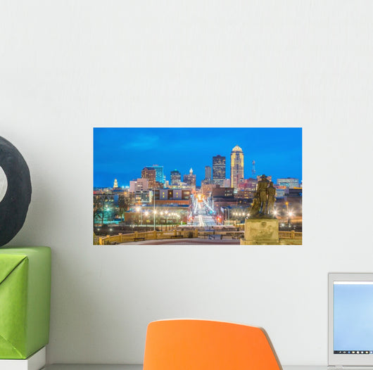 Des Moines Iowa Skyline Distant Wall Decal