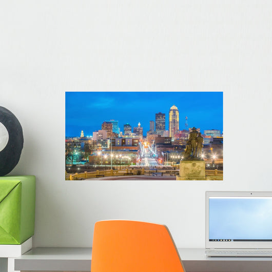 Des Moines Iowa Skyline Distant Wall Decal