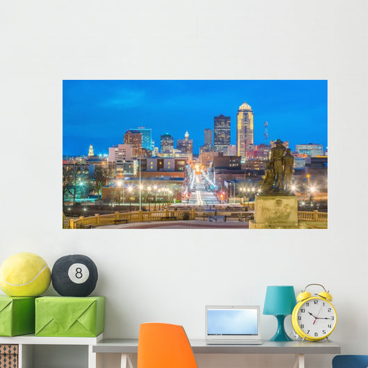 Des Moines Iowa Skyline Distant Wall Decal