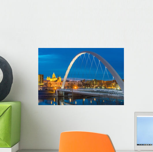 Des Moines Iowa Skyline Bridge Wall Decal