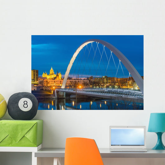 Des Moines Iowa Skyline Bridge Wall Decal