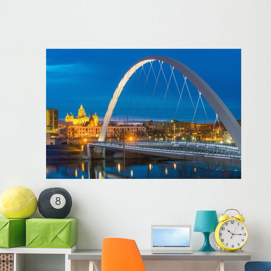 Des Moines Iowa Skyline Bridge Wall Decal