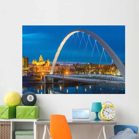 Des Moines Iowa Skyline Bridge Wall Decal