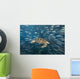 Malaysia, Green Sea Turtle with school of fish Wall Mural
