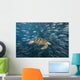 Malaysia, Green Sea Turtle with school of fish Wall Mural