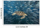 Malaysia, Green Sea Turtle with school of fish Wall Mural