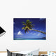 French Polynesia, Bora Bora, Palm Tree Hanging Over Turquoise Ocean Wall Mural