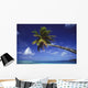 French Polynesia, Bora Bora, Palm Tree Hanging Over Turquoise Ocean Wall Mural