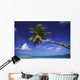 French Polynesia, Bora Bora, Palm Tree Hanging Over Turquoise Ocean Wall Mural