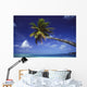 French Polynesia, Bora Bora, Palm Tree Hanging Over Turquoise Ocean Wall Mural