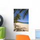 Palm Trees And Shadows Along Sandy Beach And Turquoise Ocean Wall Mural