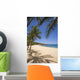 Palm Trees And Shadows Along Sandy Beach And Turquoise Ocean Wall Mural