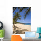 Palm Trees And Shadows Along Sandy Beach And Turquoise Ocean Wall Mural