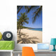 Palm Trees And Shadows Along Sandy Beach And Turquoise Ocean Wall Mural