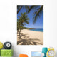 Palm Trees And Shadows Along Sandy Beach And Turquoise Ocean Wall Mural