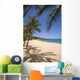 Palm Trees And Shadows Along Sandy Beach And Turquoise Ocean Wall Mural