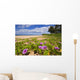 Green Leafy Vines With Pink Flowers On Shore Wall Mural