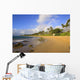 USA, Hawaii, Maui, Rainbow over palm trees and Keawakapu Beach Wall Mural