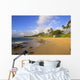 USA, Hawaii, Maui, Rainbow over palm trees and Keawakapu Beach Wall Mural