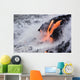 Pahoehoe Lava Flowing From Kilauea Into Frothy Pacific Ocean Wall Mural