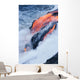 View of Pahoehoe lava flowing into Pacific Ocean Wall Mural