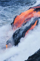 View of Pahoehoe lava flowing into Pacific Ocean Wall Mural