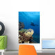 Hawaii, Diver Photographing Green Sea Turtle Wall Mural