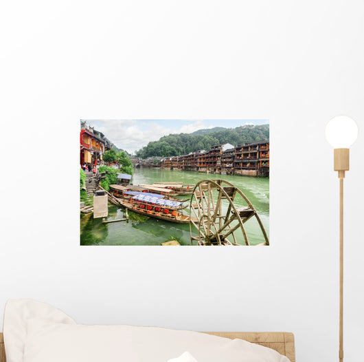 Parked Wooden Tourist Boats Wall Decal