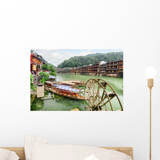 Parked Wooden Tourist Boats Wall Decal