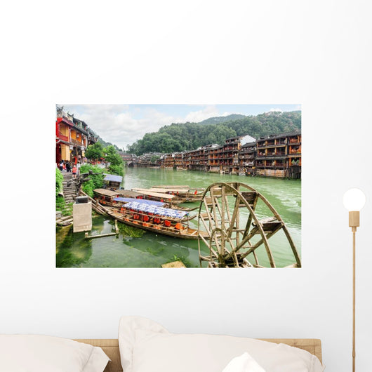 Parked Wooden Tourist Boats Wall Decal